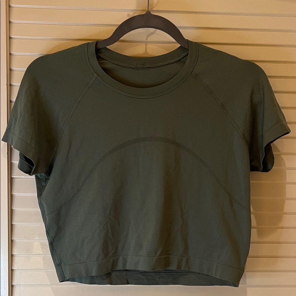 lululemon athletica grey eucalyptus swiftly tech cropped short sleeve